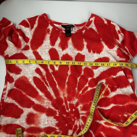 Ali Miles Top Shirt Womens Large Red Orange Knit Tie Die Breathable Tunic Bright - Picture 11 of 13